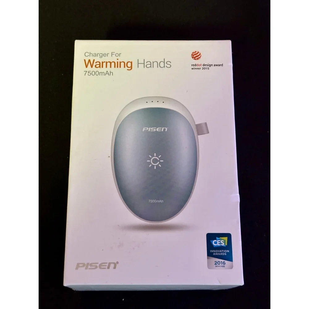 Pisen 7500mAh Rechargeable Hand Warmer Power Bank Blue TS-D198 Portable Charger